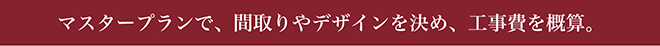 マスタープランで、間取りやデザインを決め、工事費を概算。